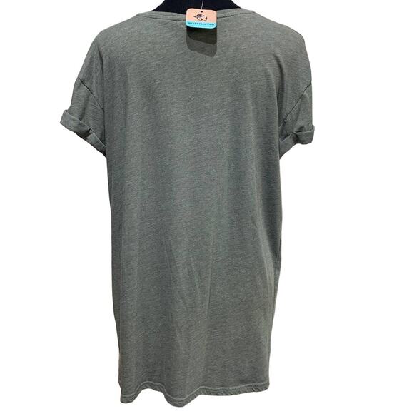 Hand Printed Upcycled Medium Pumpkin Autumn Fall Flower Bouquet Short Sleeve Tee - Picture 3 of 3